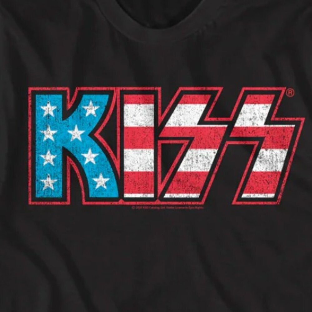 KISS American Flag Rock Band Graphic T-Shirt Patriotic Music Concert Fan Tee 05 - Picture 2 of 5
